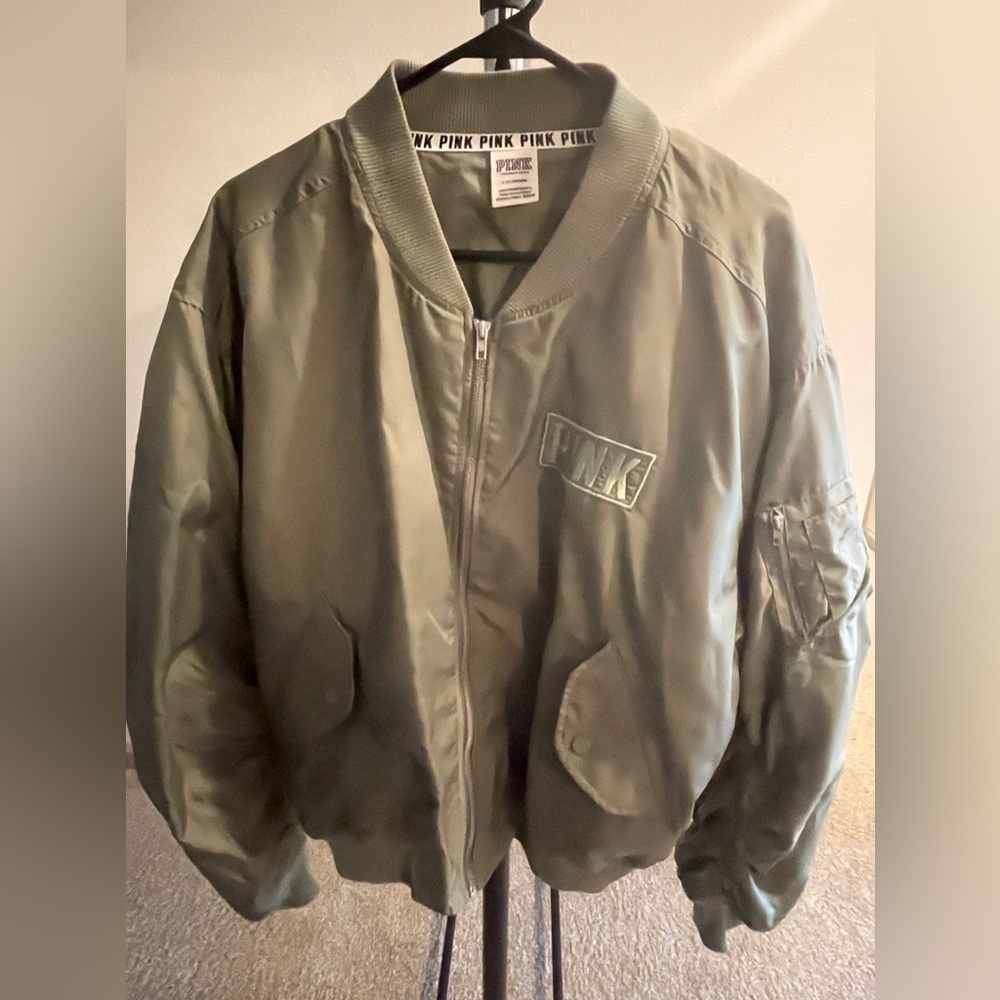 VS Pink Flight Jacket - Olive Green Large